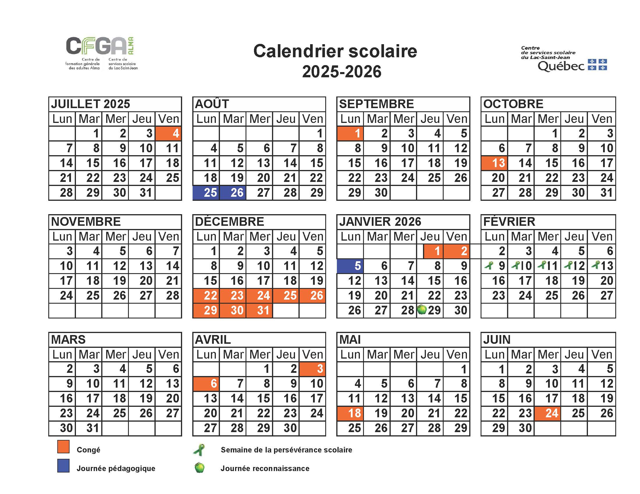 Calendrier 25 26 FGA